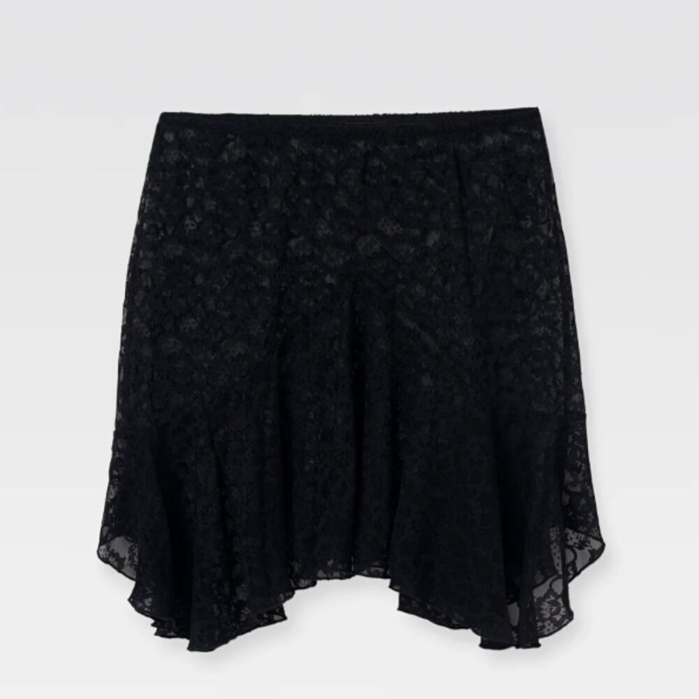 Gimaguas Black Flounce Mini Skirt size S